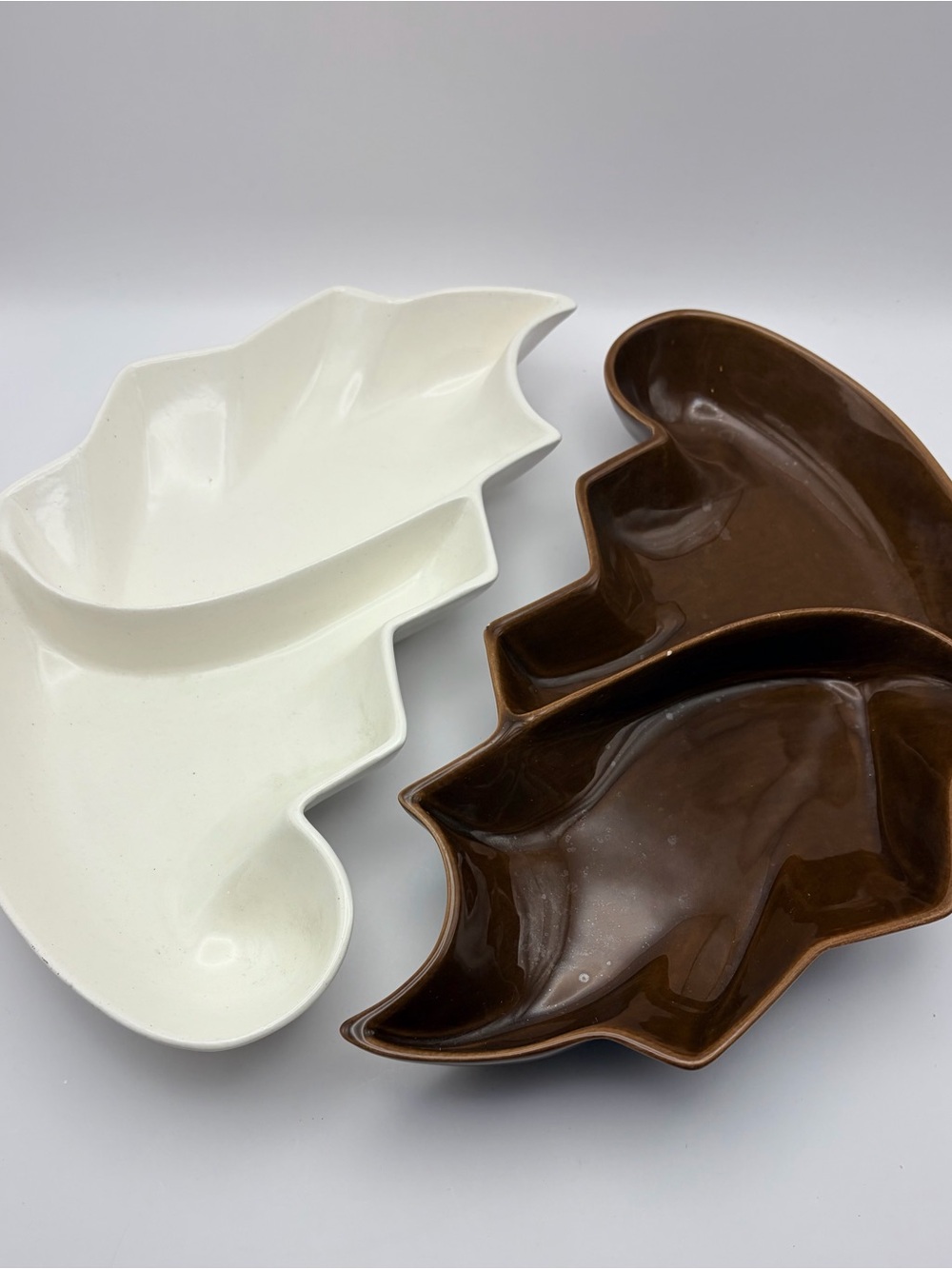 Vintage, California Pottery Frazier 614, Brown/White Serving Dishes Thanksgiving